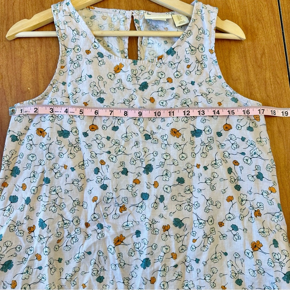 Cynthia Rowley 100% Linen Sz Small Floral Pink Mini Dress Tunic Minimalist - Picture 6 of 7
